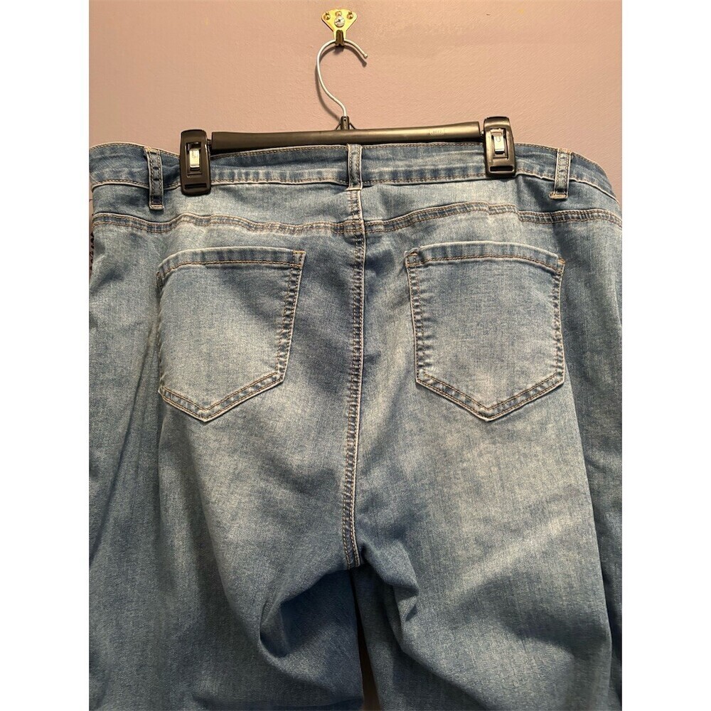 Ashley Stewart Jeans Womens Plus Size 16 Blue Skinny Pearl Beaded Stripe - Picture 7 of 9